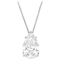 TYPE IIA 7 Carat Pear Cut Diamond Pendant Necklace