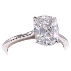 Type IIA D Internally Flawless Cushion Diamond Platinum Engagement Ring