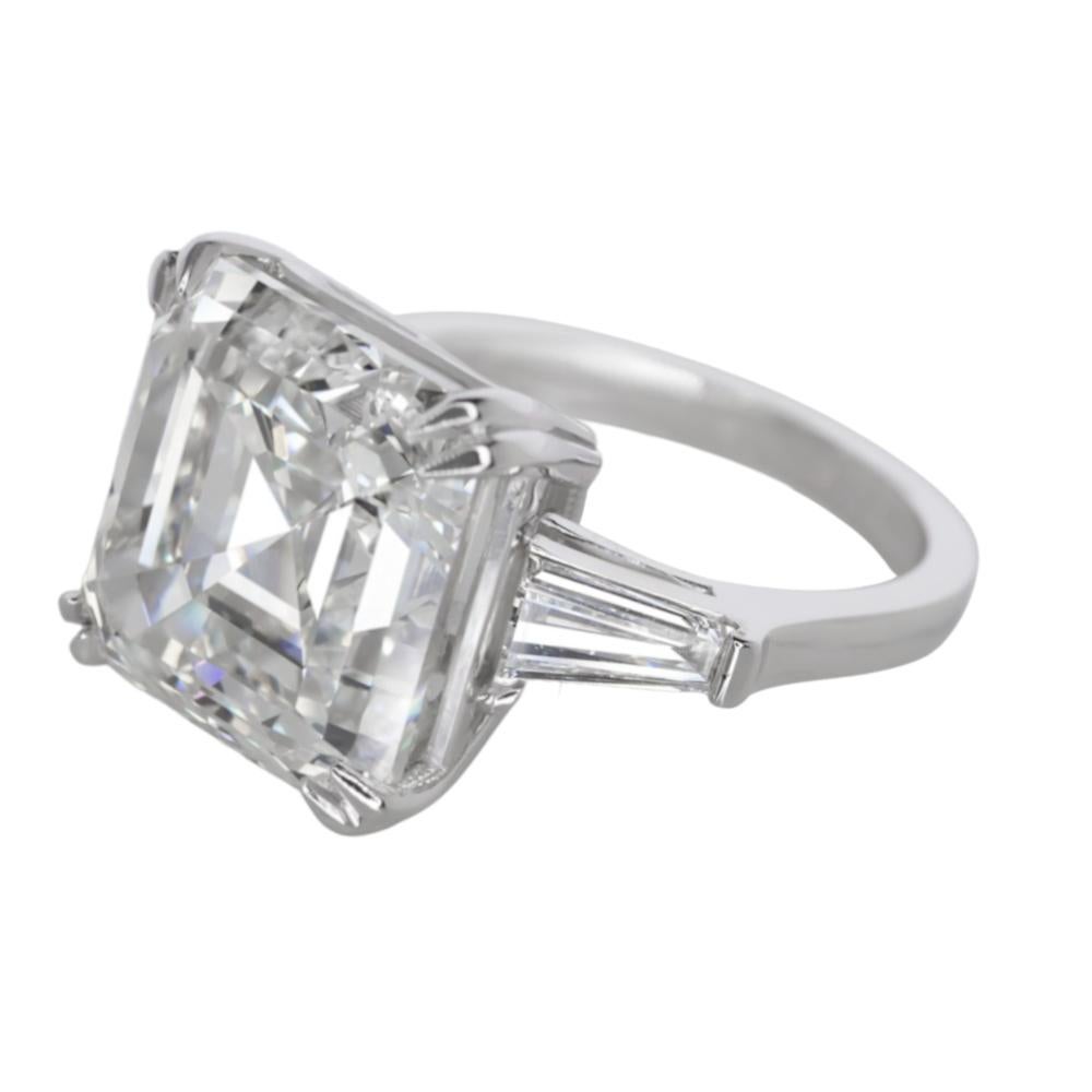 Flawless GIA Certified 3 Carat Asscher Cut Diamond Platinum Ring For ...
