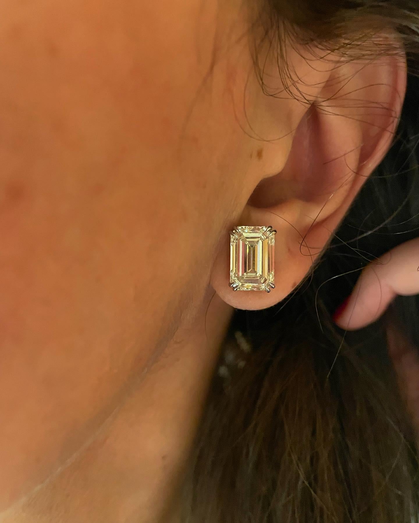 emerald cut diamond earrings studs