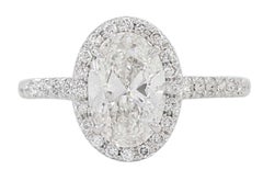 TYPE IIA IF GIA Certified 2 Carat Halo Oval Diamond White Gold Ring