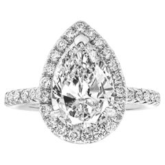 Type IIA Flawless GIA Certified 3.40 Carat Pear Cut Solitaire Diamond Ring