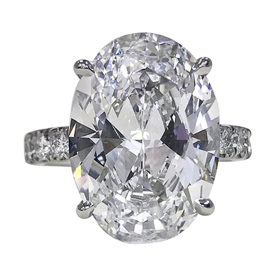 Type IIA GIA Certified 10 Carat Oval Diamond Ring D Flawless Clarity