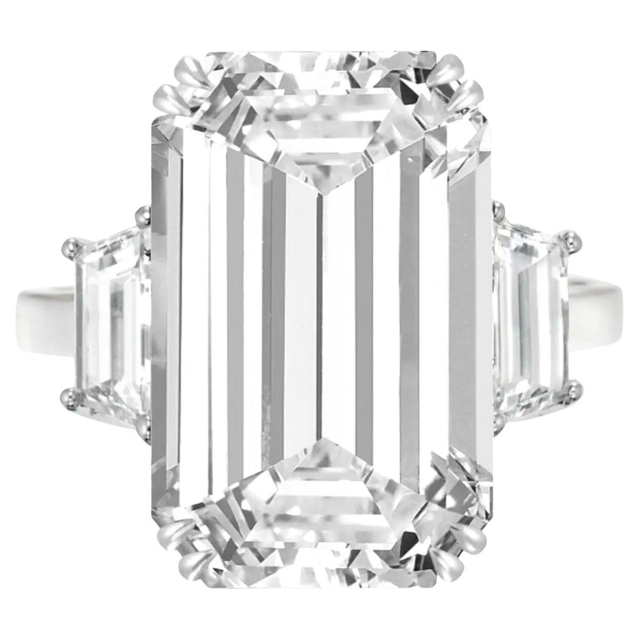 Bague Golconda de type IIA avec diamant taille émeraude de 6 carats certifié GIA de couleur D