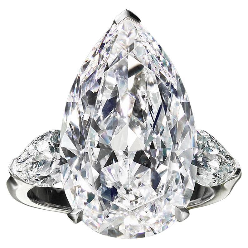 TYPE IIA Golconda type 10 Carat Pear Cut Flawless Diamond Ring im Angebot