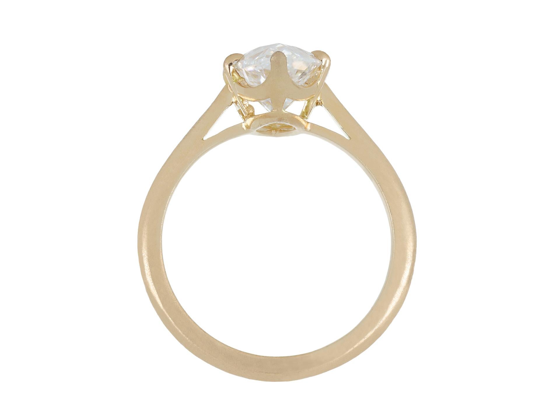 Type IIa marquise shape diamond solitaire ring. Set to centre with a Golconda type IIa marquise shape old cut diamond, D colour, I1 clarity, with a weight of 3.17 carats, in an open back claw setting, to an elegant solitaire design featuring curving