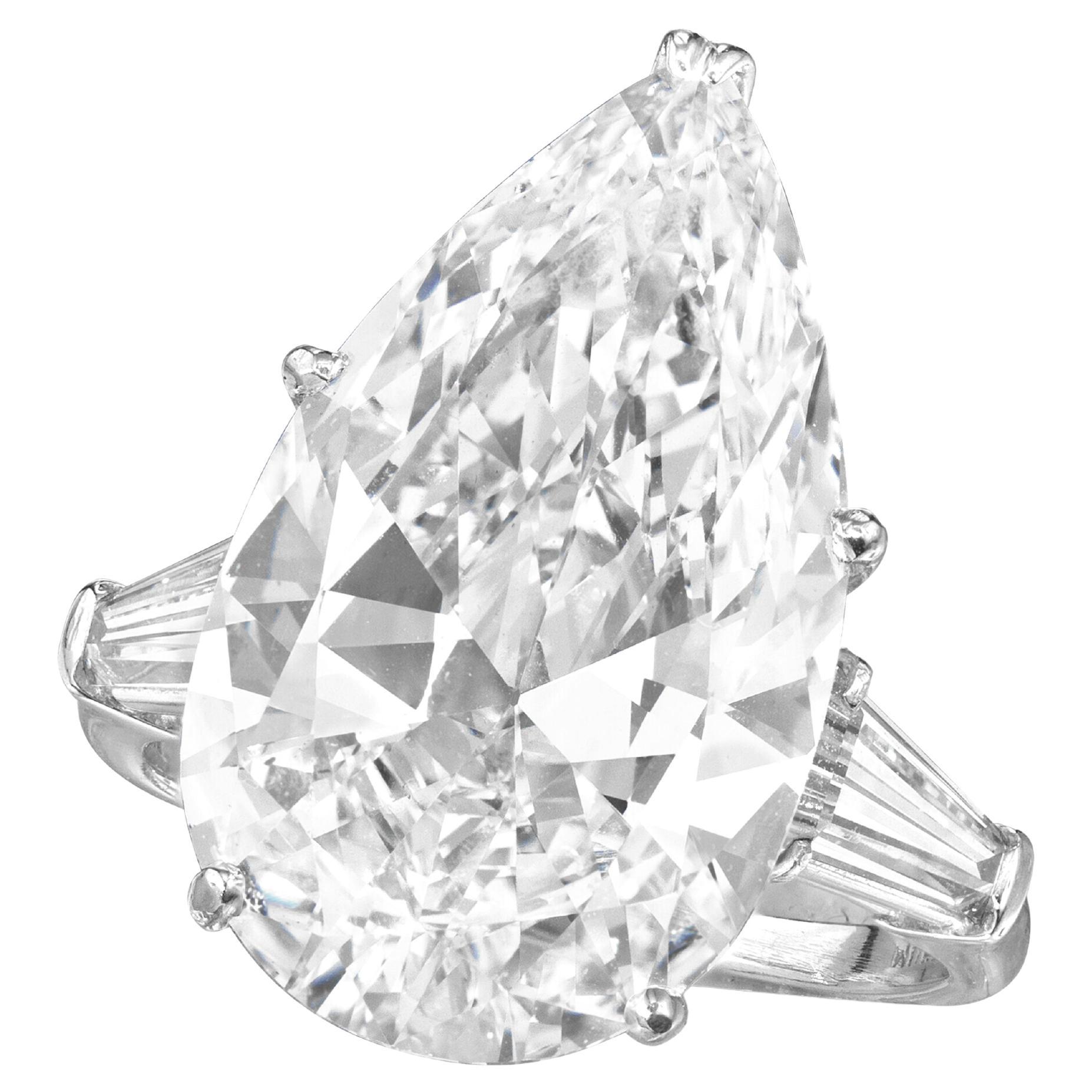 GIA Certified 5 Carat Pear D Color Internally Flawless Diamond Engagement Ring