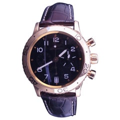 Type XX Transatlatique de oro rosa con correa y esfera negra 3820BR/F2