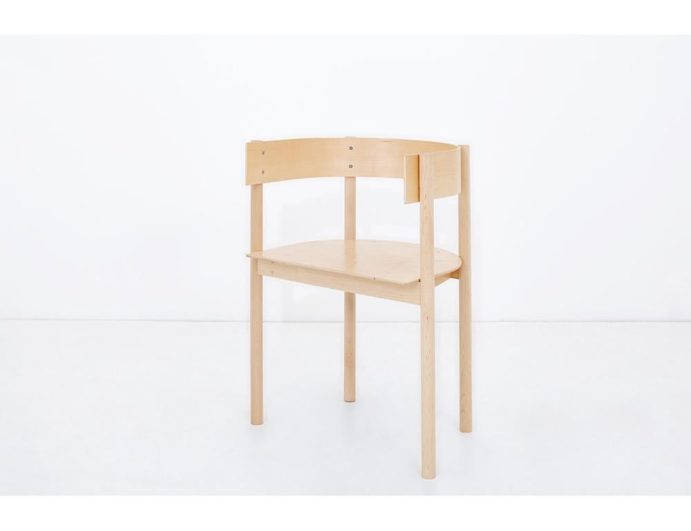 Typecast chair strikes a perfect balance between curve and line, soft and hard. Made from bent and laminated plywood with a solid maple frame.
 