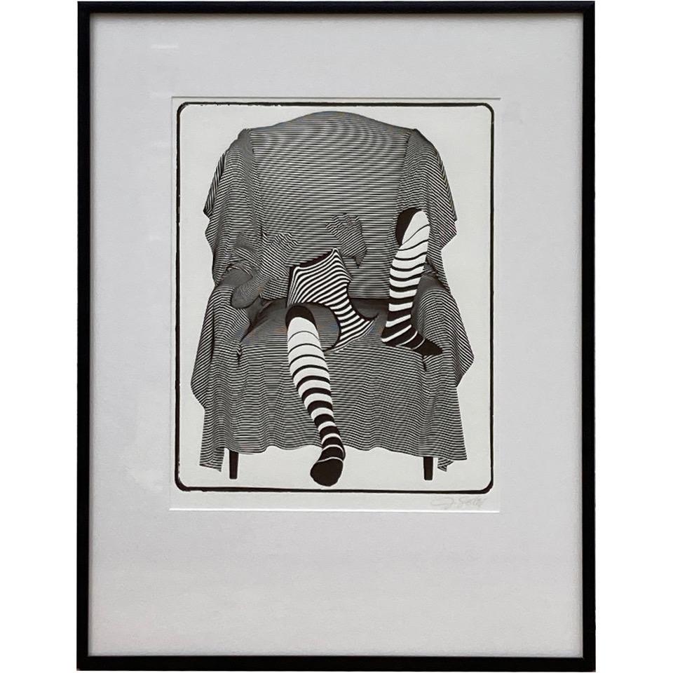 Types of stripes, A Portfolio of Photo Lithographs by Jay Seeley, from a limited edition of 100, of which this is number 32. Seeley took photographs of the model, and then manipulated the images to the point of near abstraction. The use of stripes