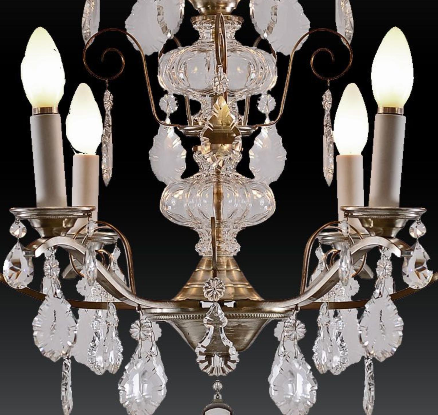 Austriaco Tipico lampadario di cristallo austriaco originale degli anni '50 di metà secolo moderno in vendita