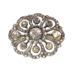Typical Dutch Antique Rose Cut Diamond Jewel Brooch, 1860s