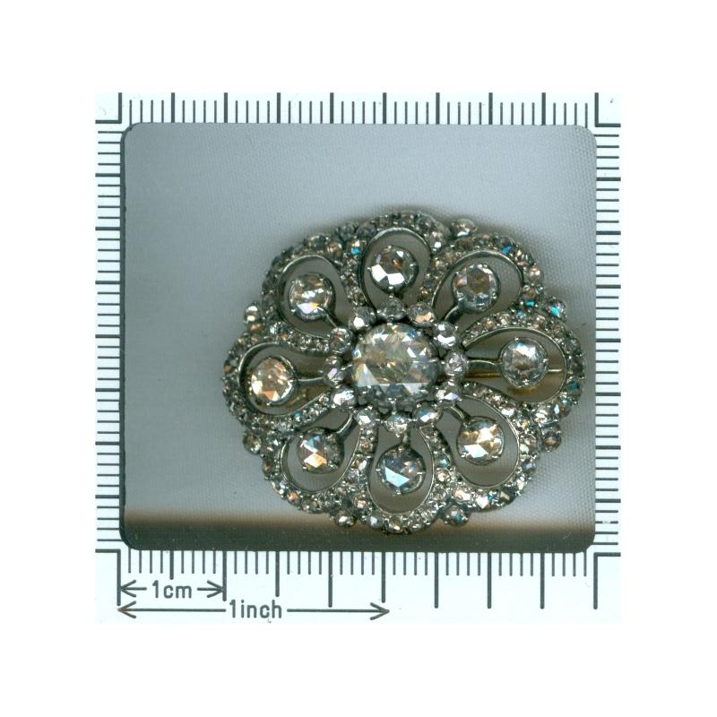 Typical Dutch Antique Rose Cut Diamond Jewel Brooch, 1860s For Sale 2