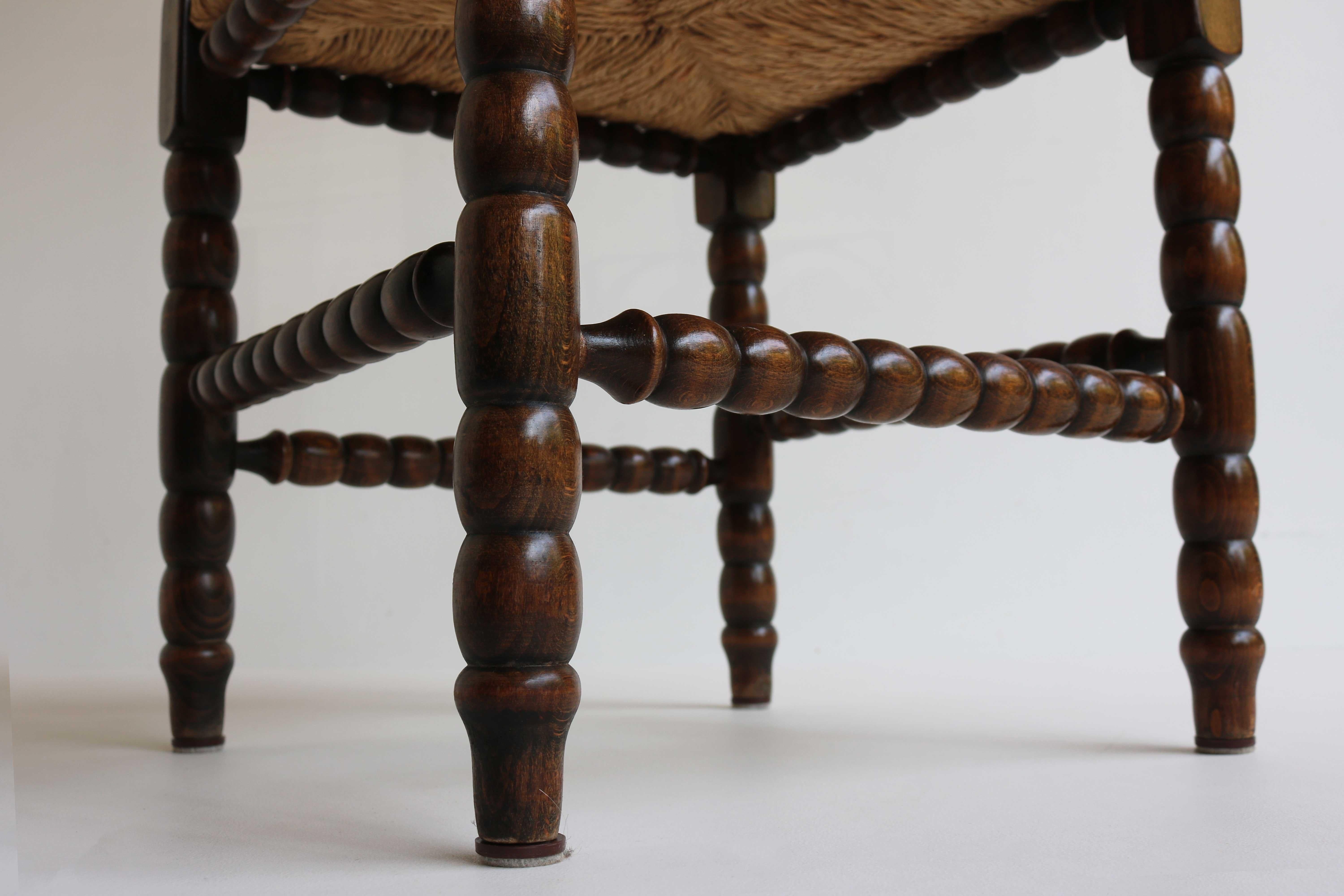 Typical Dutch Antique Rush-Seat Corner Bobbin Side Knitting Chair, 1900 2