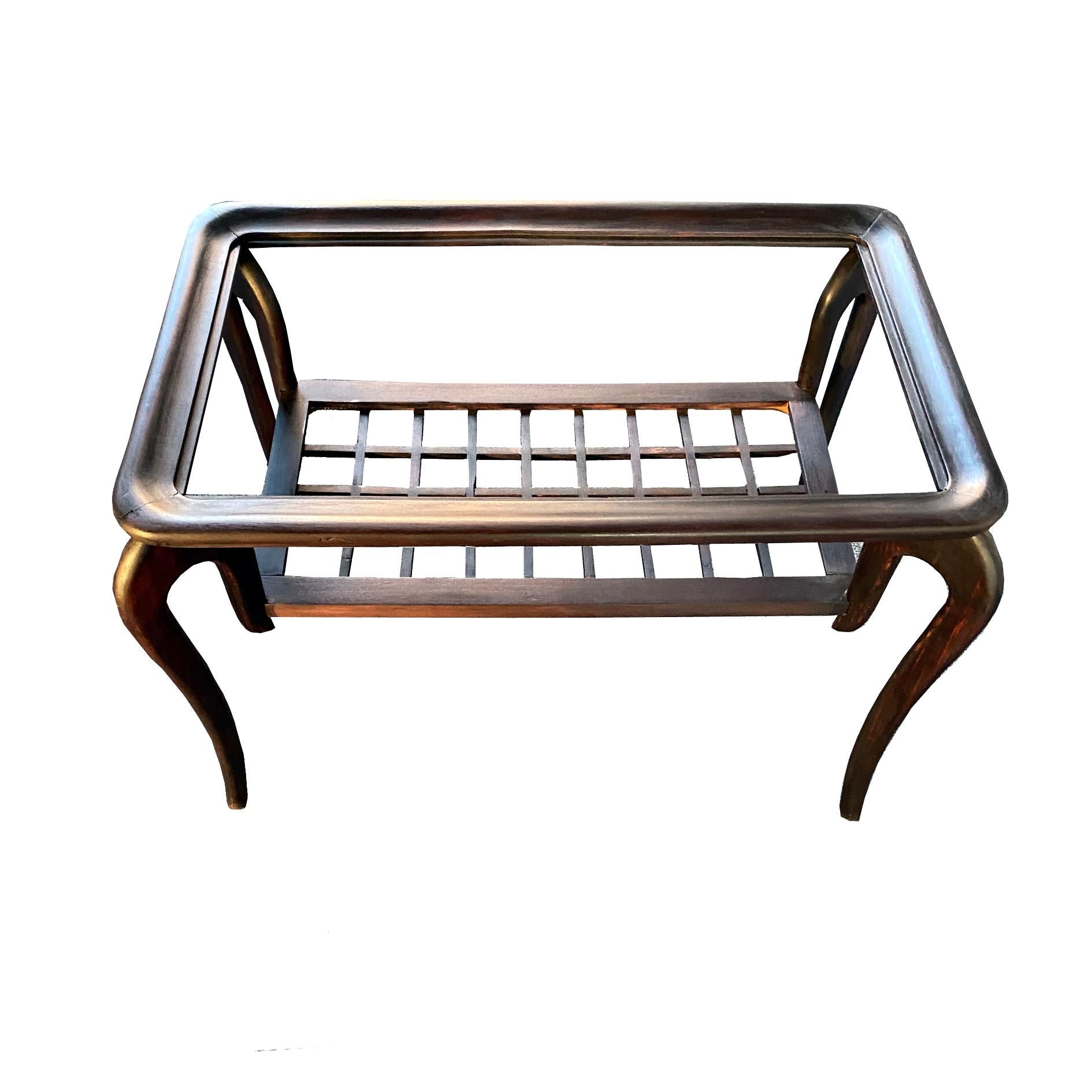 Nice small size occasional table in solid wood and glass top.
Restored and repolished. 