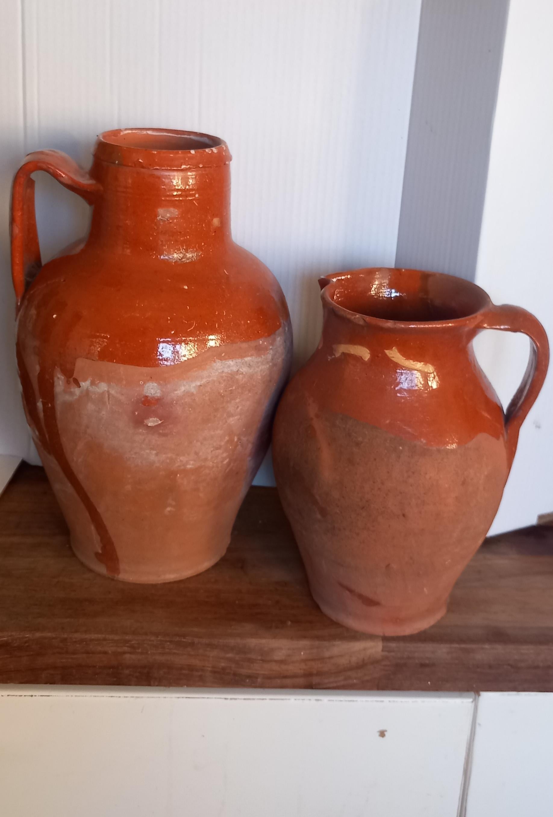 Spanish Colonial Typical Spanish kitchen Container Fired Red Clay Ceramic  Early 20th Century For Sale