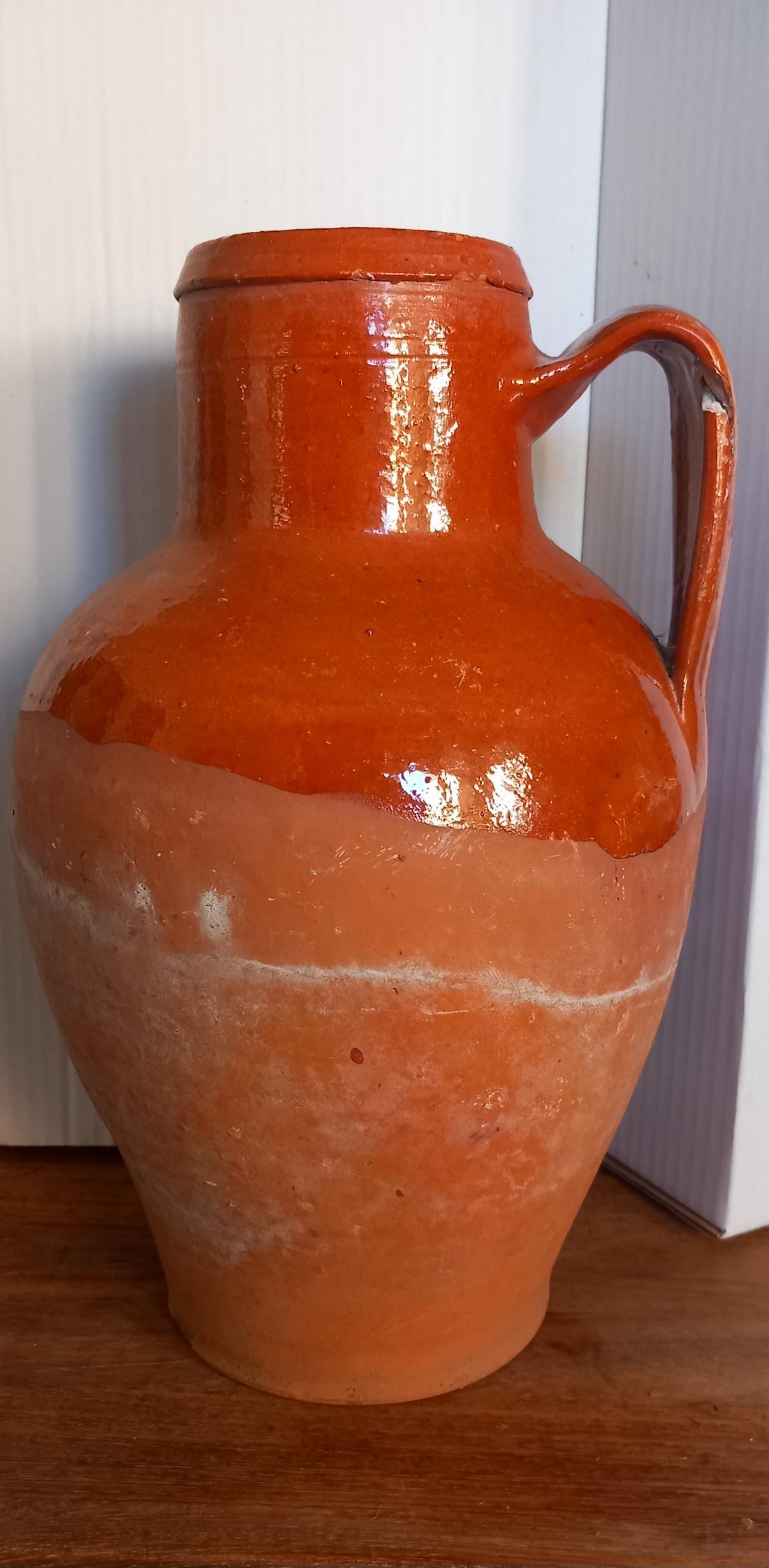Typischer spanischer Küchenbehälter aus geflammter roter Ton-Keramik  Anfang des 20. Jahrhunderts im Angebot 1
