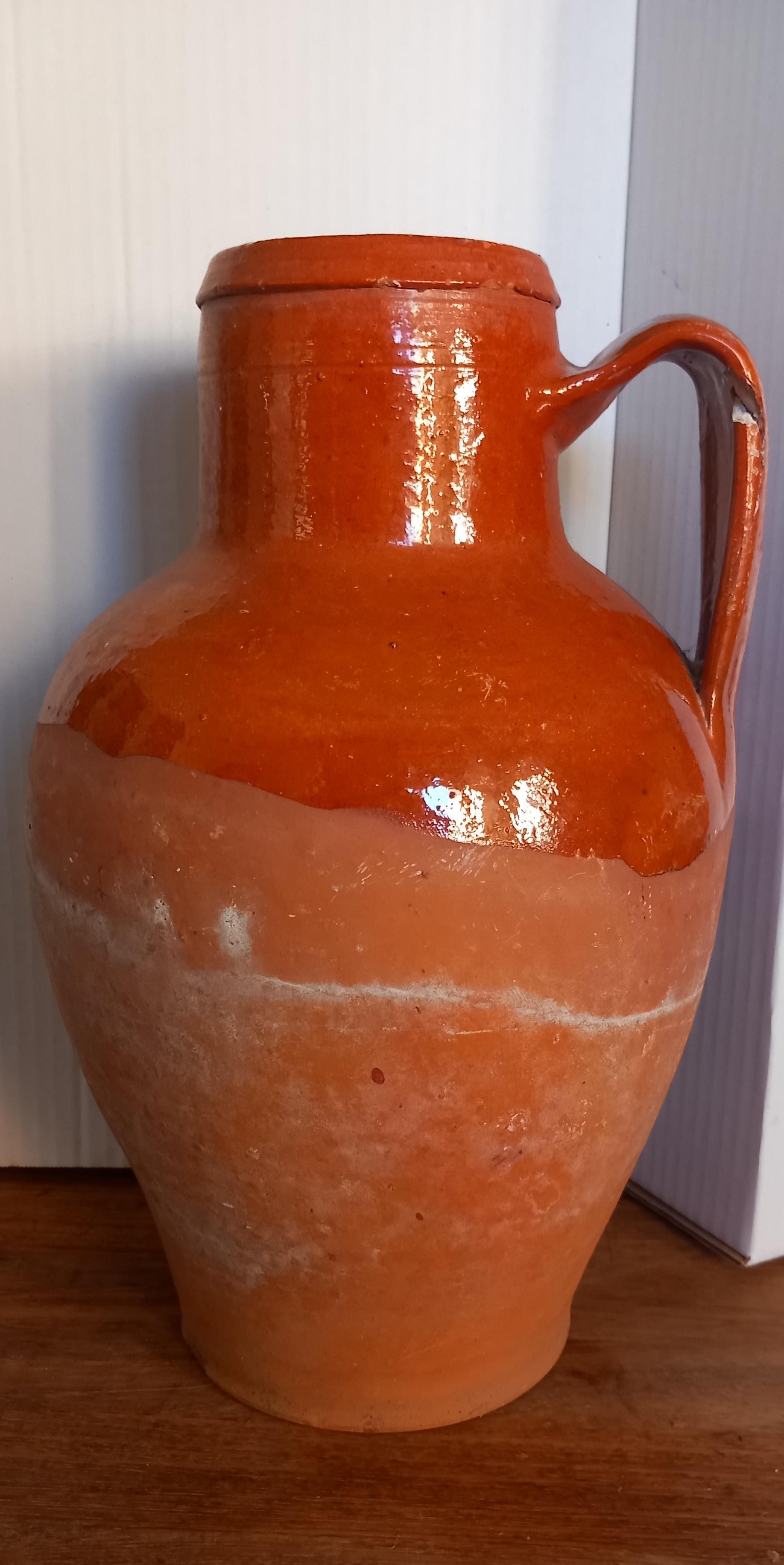 Typischer spanischer Küchenbehälter aus geflammter roter Ton-Keramik  Anfang des 20. Jahrhunderts im Angebot 2
