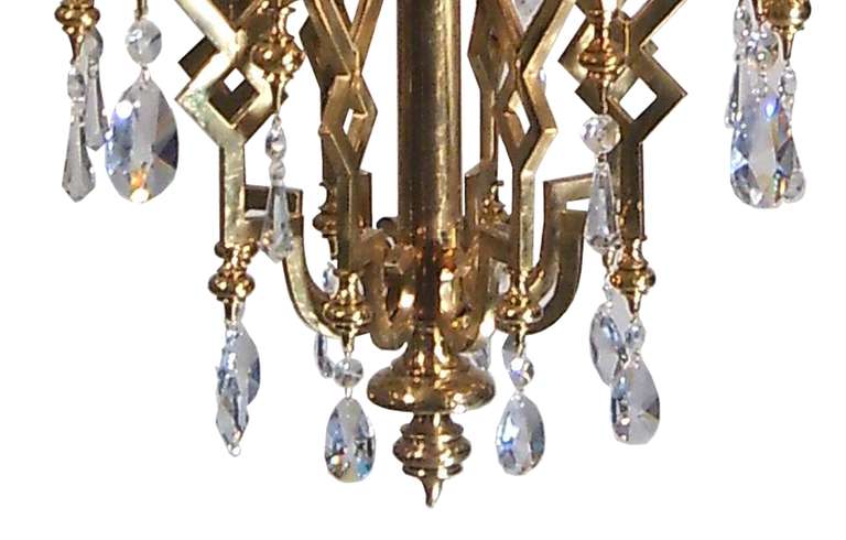 Austrian Typical Viennese Polished Brass Art Deco Chandelier, Original, Restored by Woka