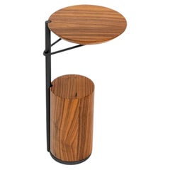 "Tyr" Side Table in Walnut Wood Veneer and Carbon Steel Details