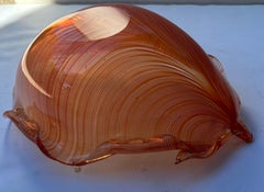 Tyra Lundgren attb Murano Glass filigree  bowl Leaf - shape .