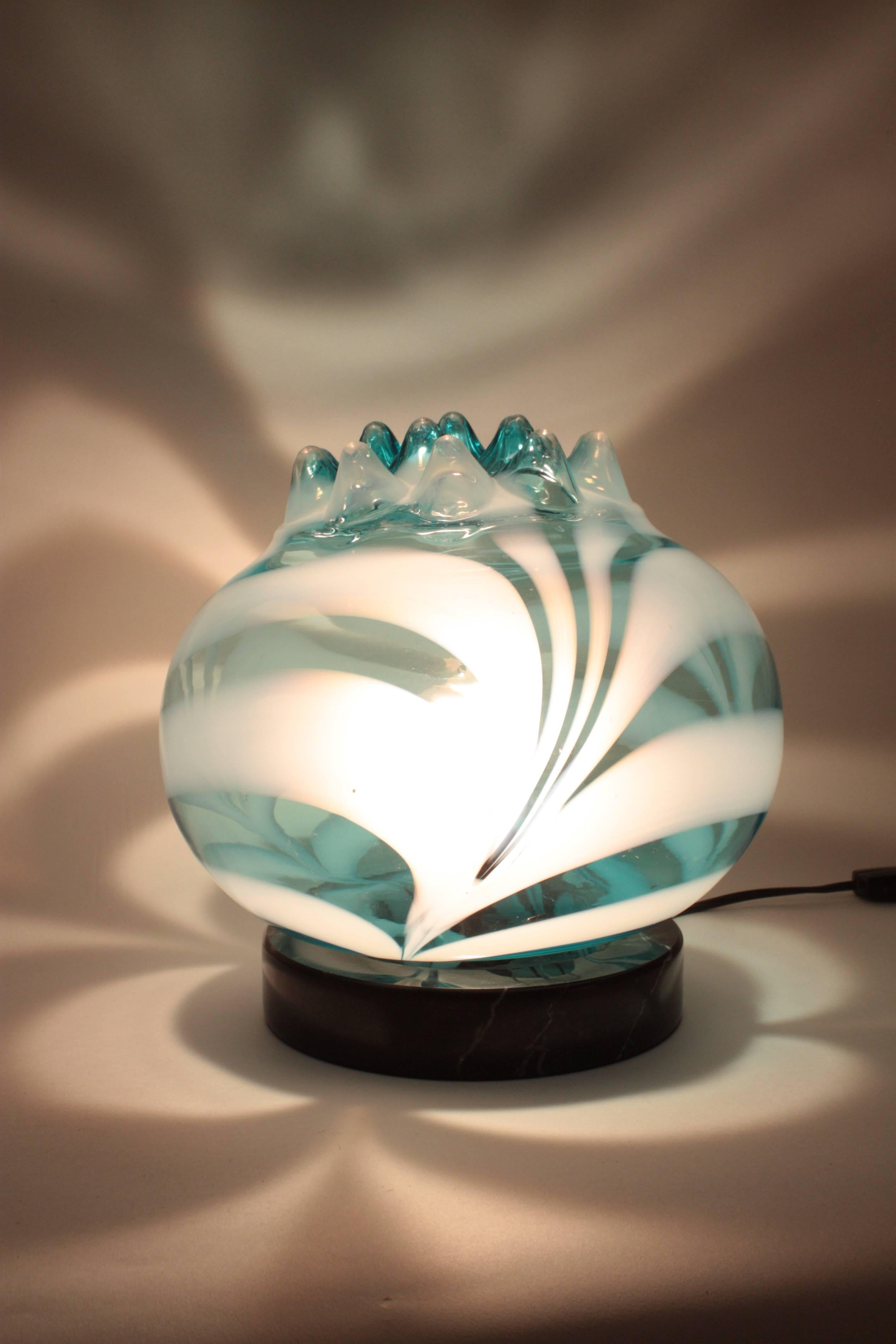 Italian Venini Tyra Lundgren Murano Glass Marble Table Lamp Glass, 1950s For Sale