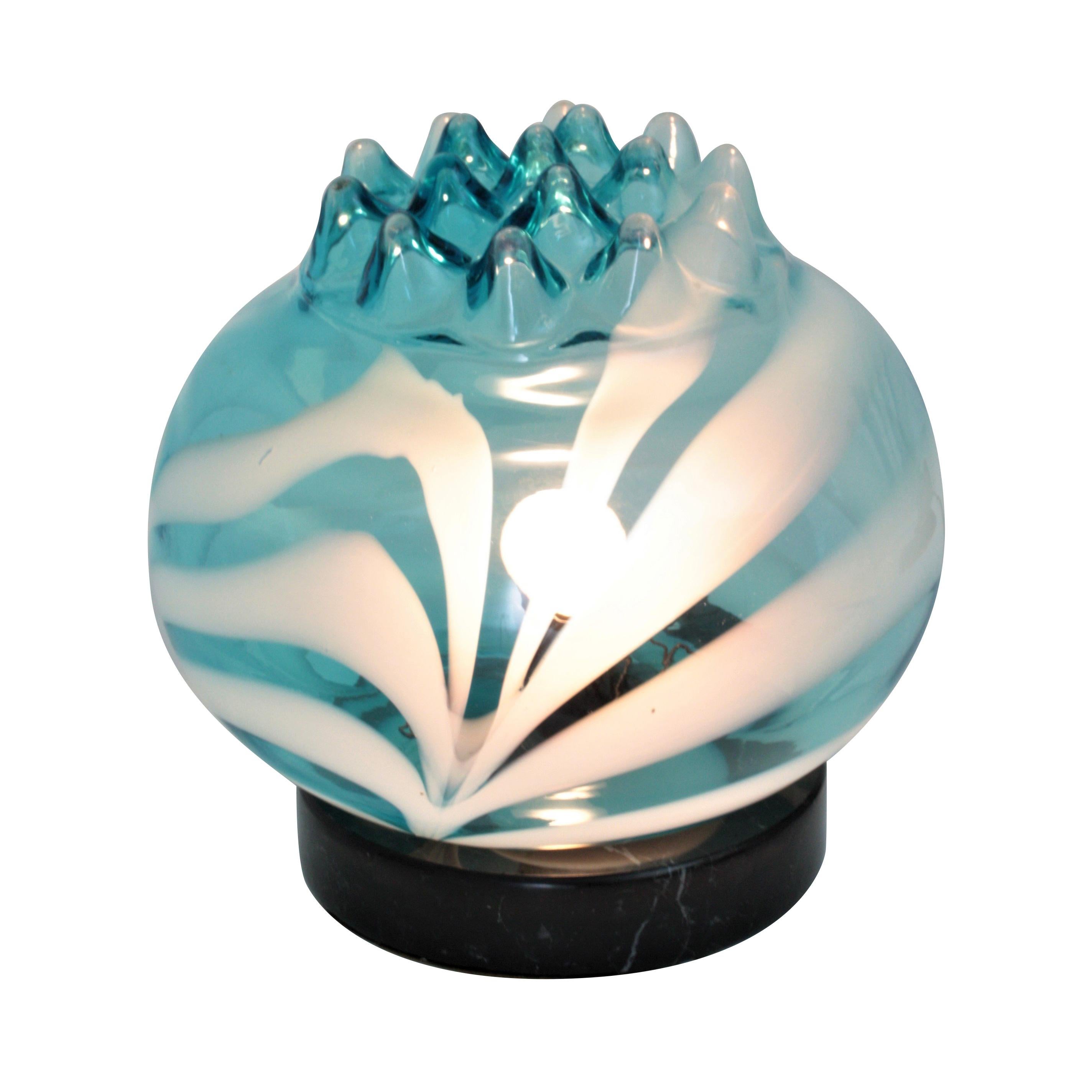 Blown Glass Venini Tyra Lundgren Murano Glass Marble Table Lamp Glass, 1950s For Sale