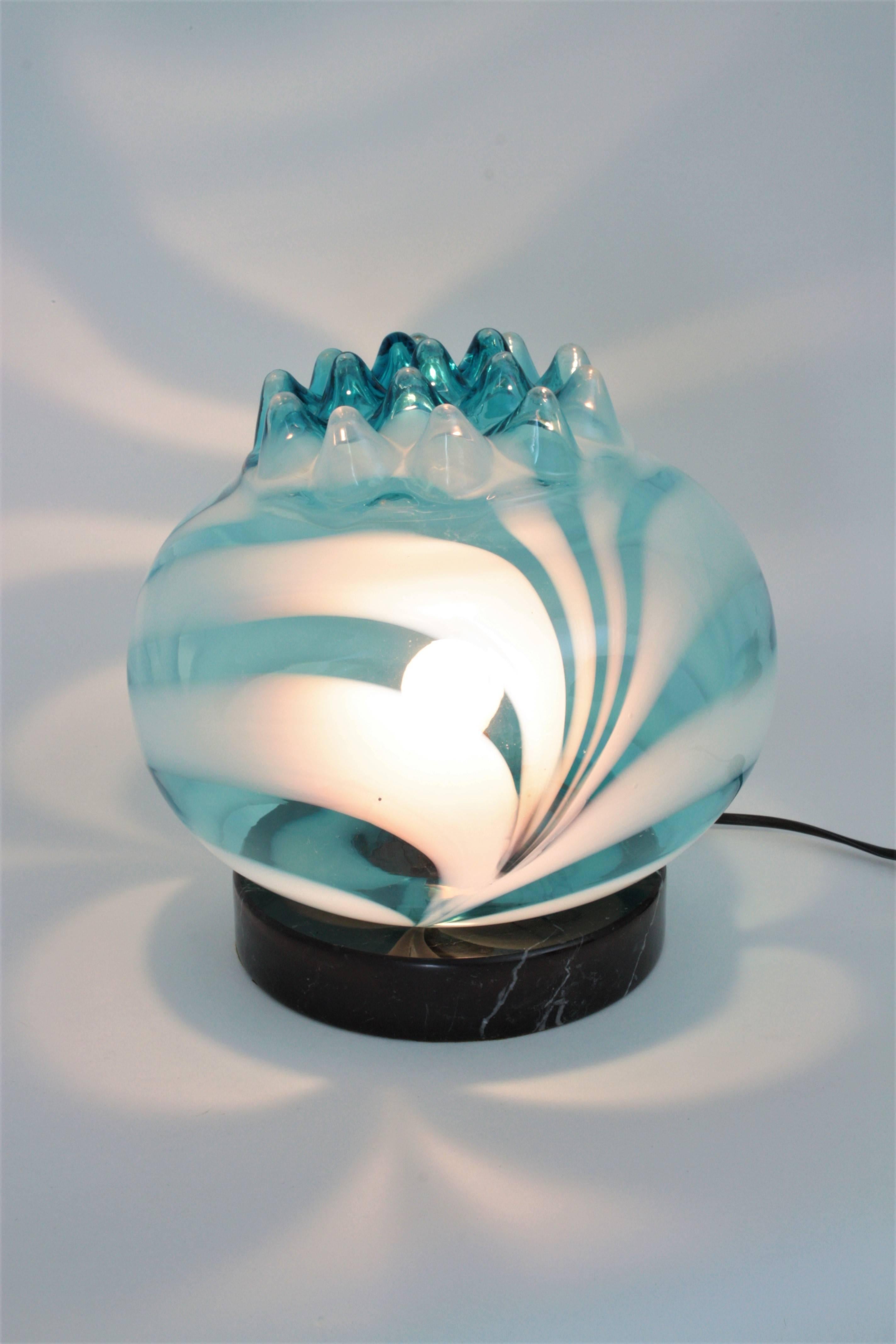 Venini Tyra Lundgren Murano Glass Marble Table Lamp Glass, 1950s For Sale 1