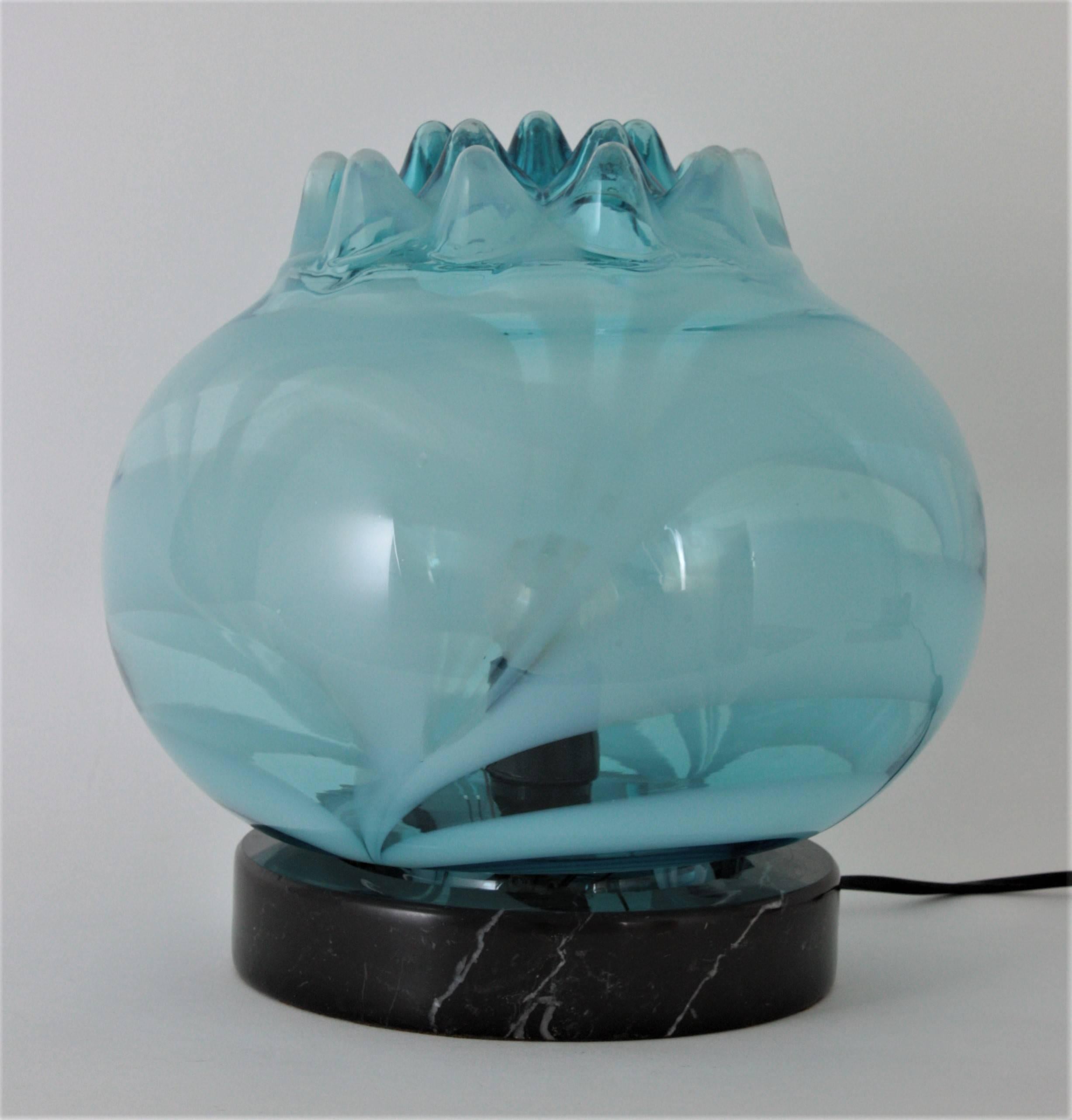 Venini Tyra Lundgren Murano Glass Marble Table Lamp Glass, 1950s For Sale 2