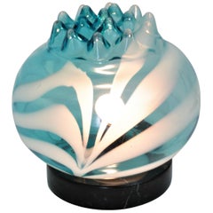 Venini Tyra Lundgren Blue Blown Glass and Black Marble Table Lamp