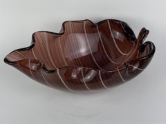 Tyra Lundgren for Venini Murano Mid Century Blown Glass Bowl Big Leaf