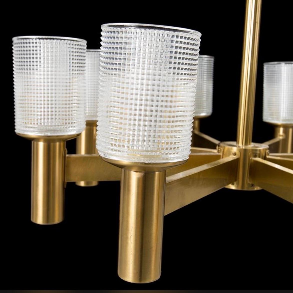 Svedese Lampadario in ottone Konsthantverk Tyringe, 1970 Svezia in vendita
