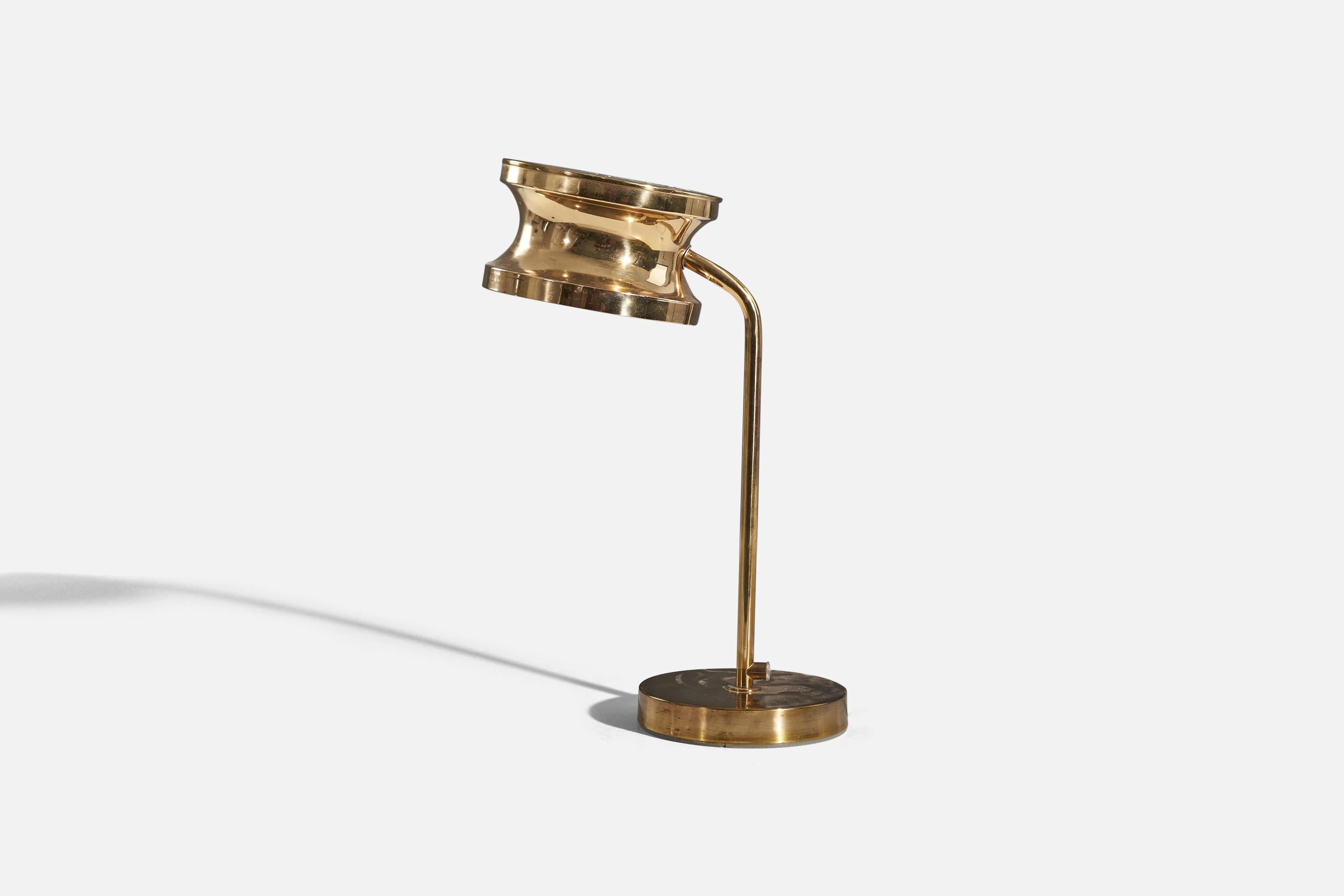 Mid-Century Modern Tyringe Konsthantverk, Table Lamp, Brass, Sweden, 1970s For Sale