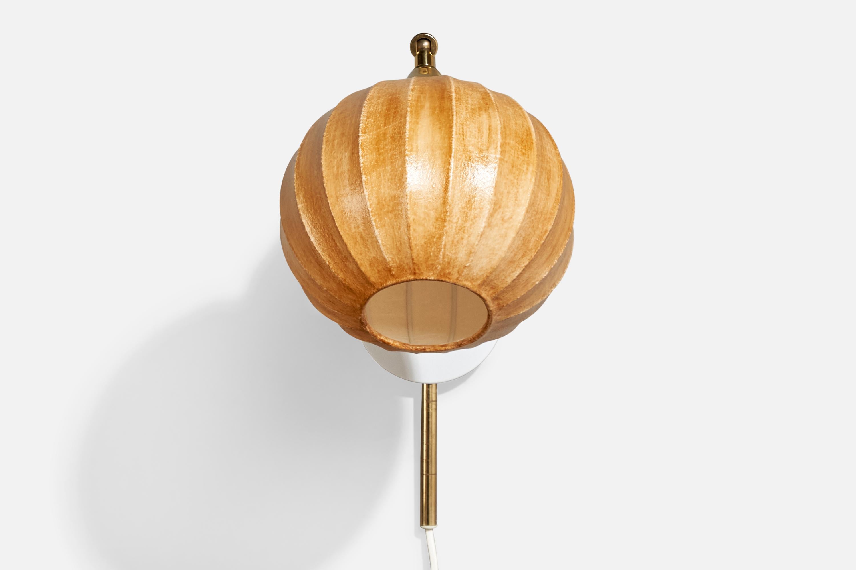 Swedish Tyringe Konsthantverk, Wall Light, Brass, Metal, Cotton, Sweden, 1990s For Sale