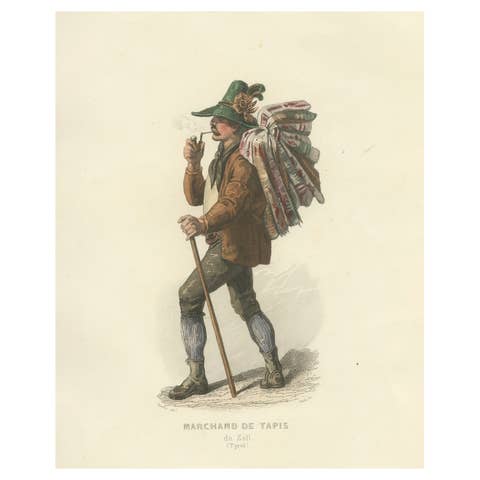 Tyrolean Carpet Seller – Zell Austria, Compte-Calix Hand-Colored 1853