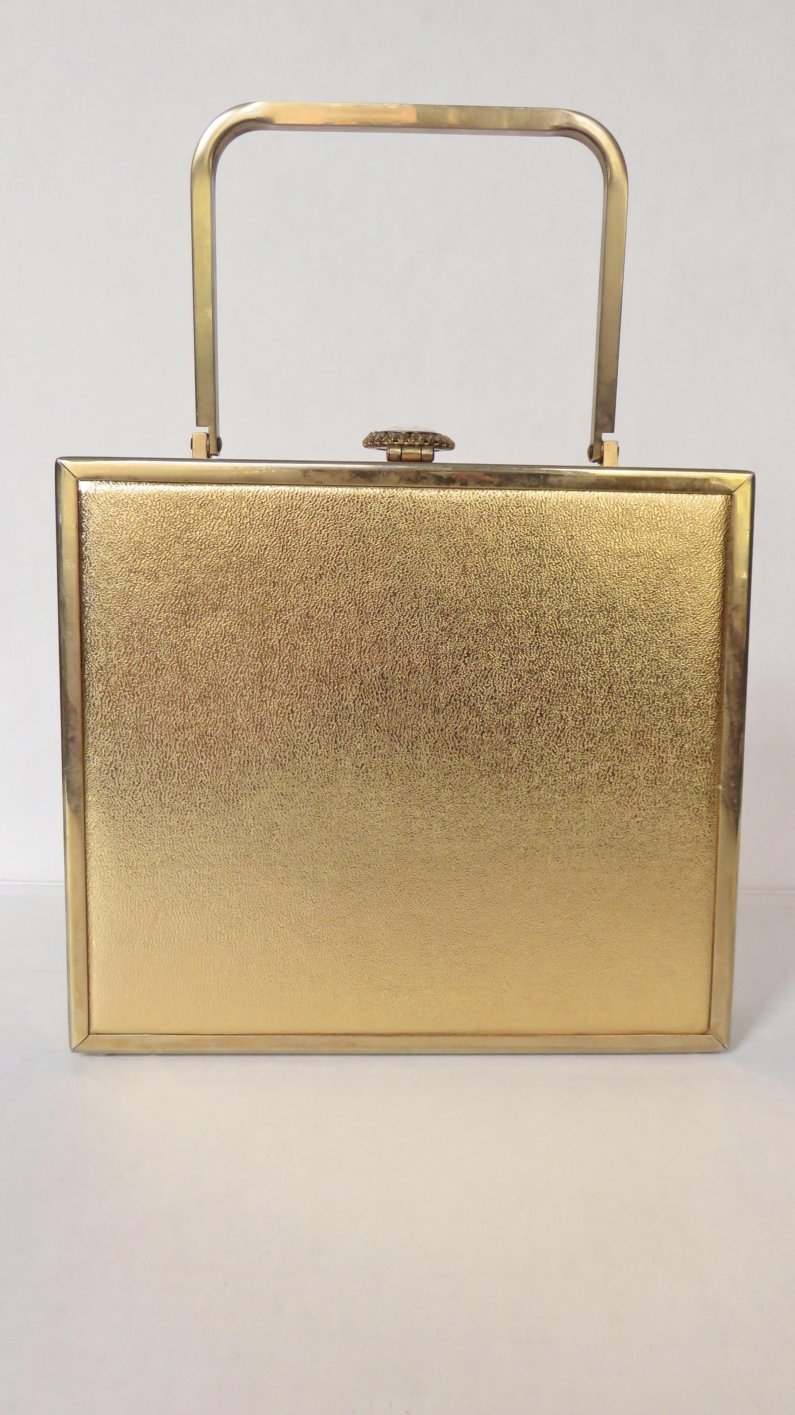 gold box bag with handle