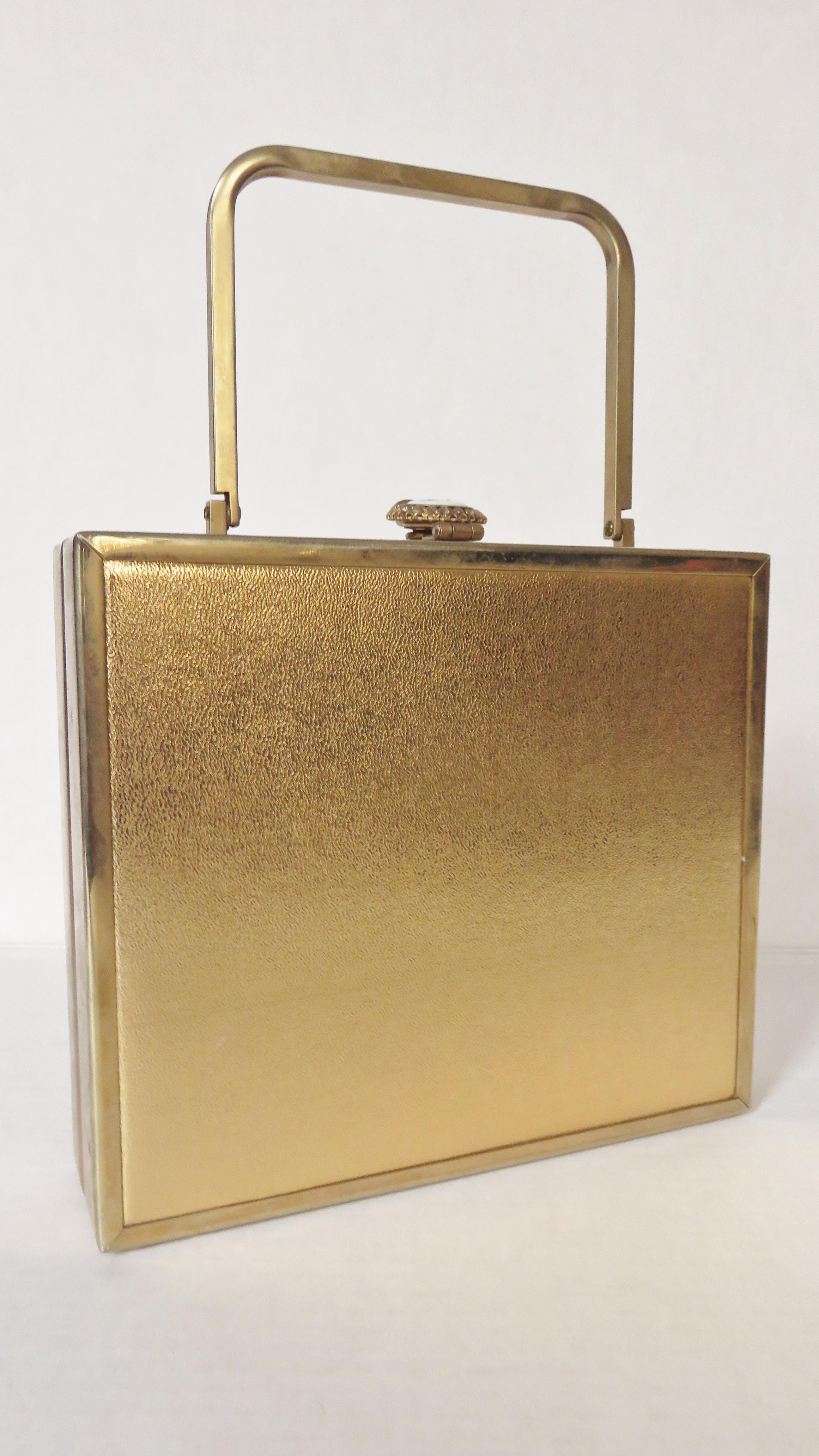 Tyrolean Gold Box Purse 1950s In Good Condition In Water Mill, NY