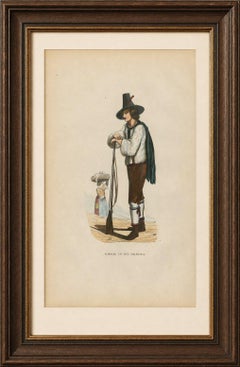 Tyrolean Hunter from the Ziller Valley - Antique Costume Lithograph, c.1852