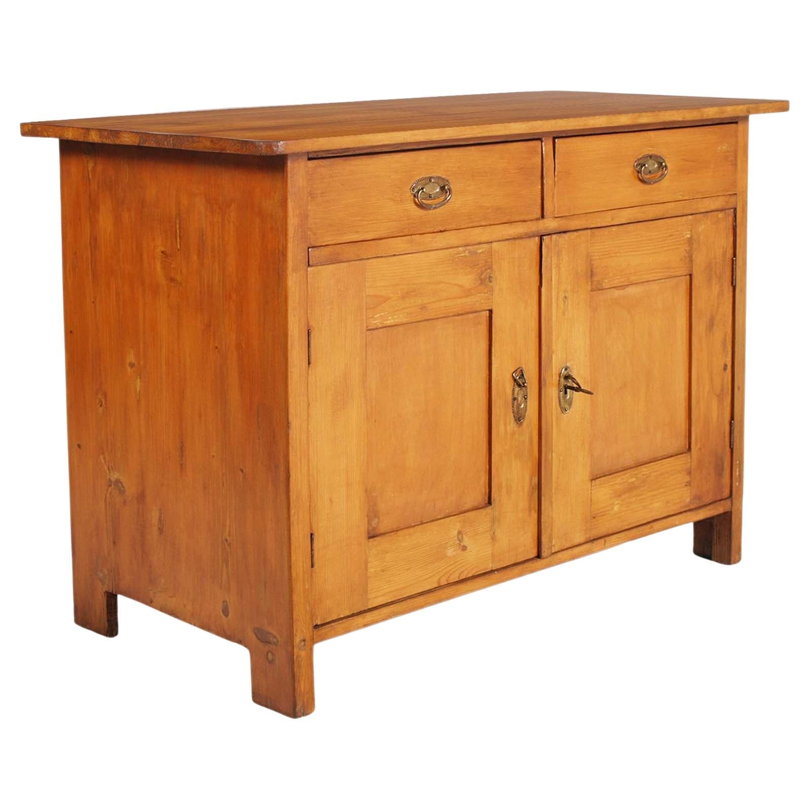 Tyrolean Late 18th Century Credenza Sideboard Massive Chestnut Wood Wax Polished