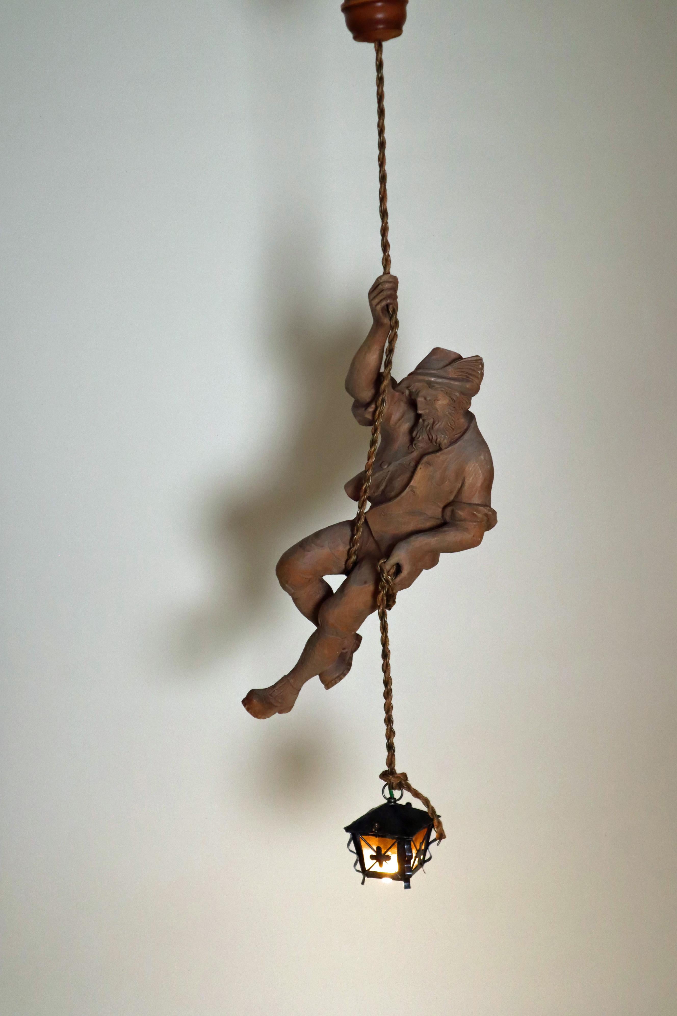 Tyrolean Mountaineer Pendant Lamp with Lantern For Sale 7