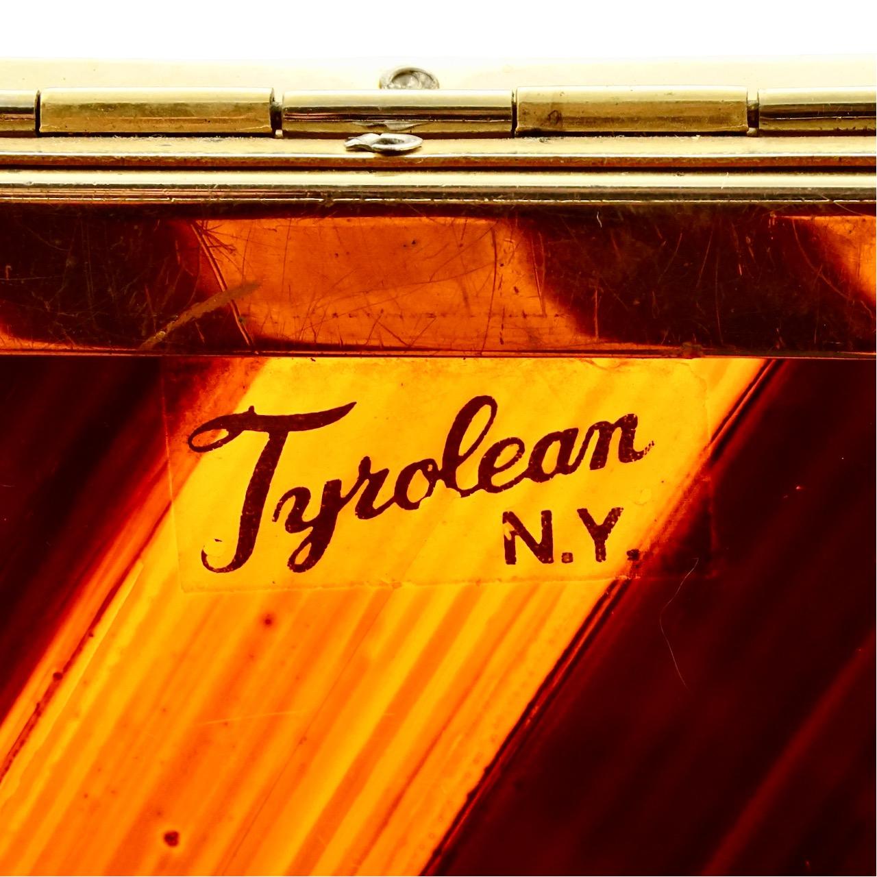 Tyrolean New York Gold Tone Filigree Black and Orange Striped Lucite Handbag  For Sale 3