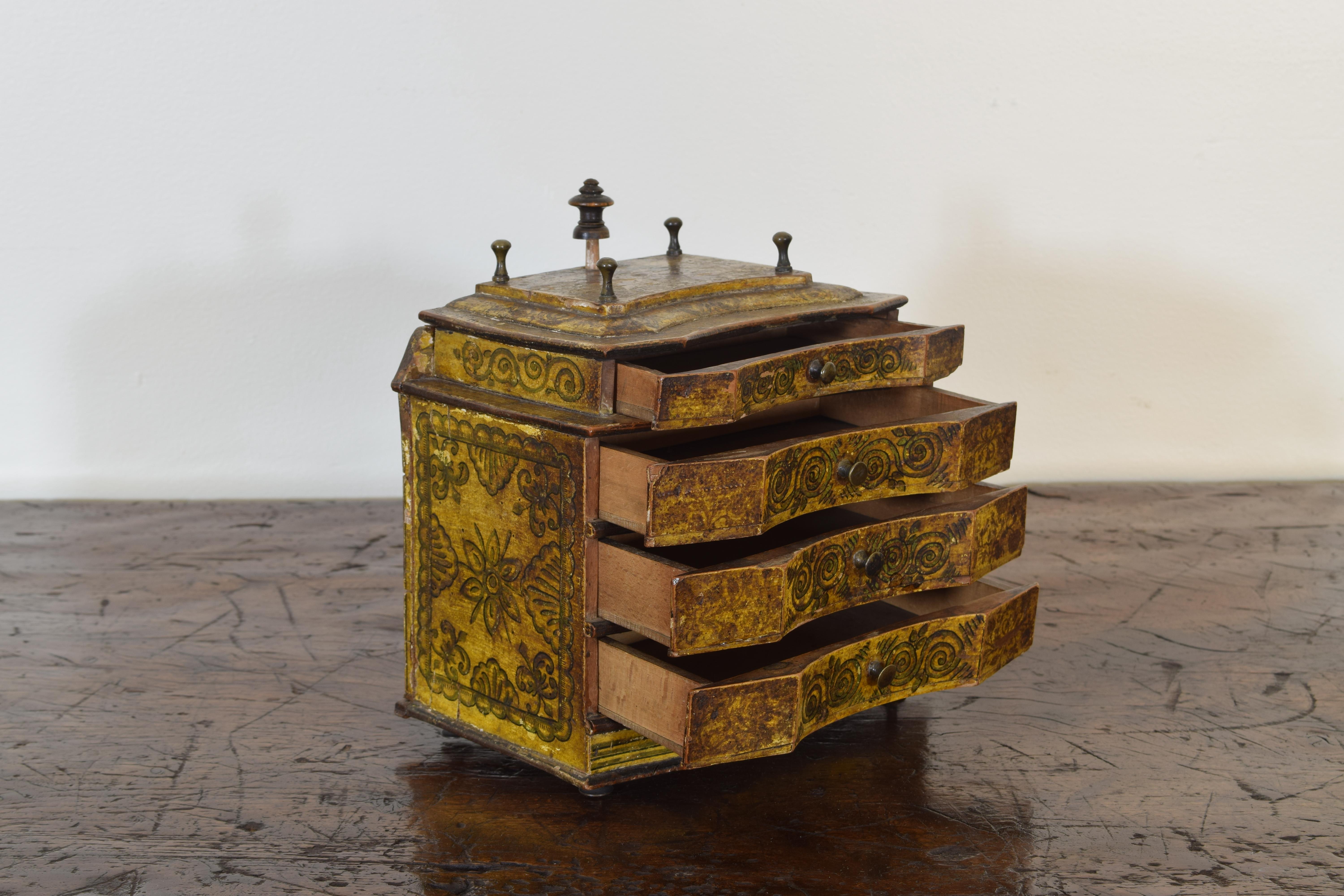 Tyrolean Shaped and Painted 4-Drawer Box, 18th Century In Good Condition In Atlanta, GA