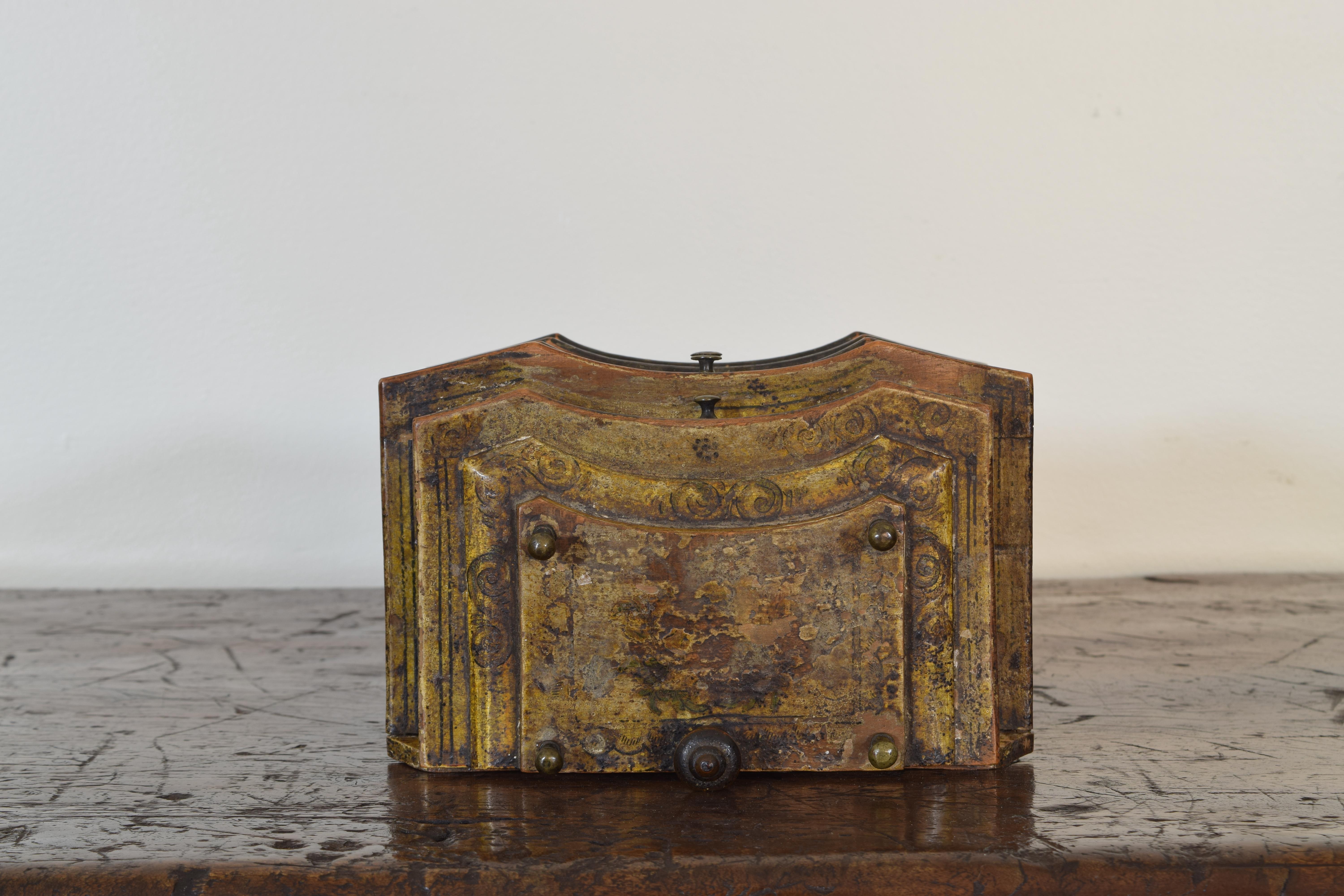 Mid-18th Century Tyrolean Shaped and Painted 4-Drawer Box, 18th Century