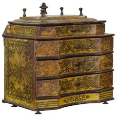 Tyrolean Shaped and Painted 4-Drawer Box, 18th Century