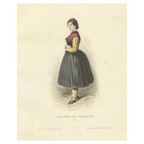 Tyrolean Shepherdess – Jenbach Austria, Compte-Calix Hand-Colored 1853