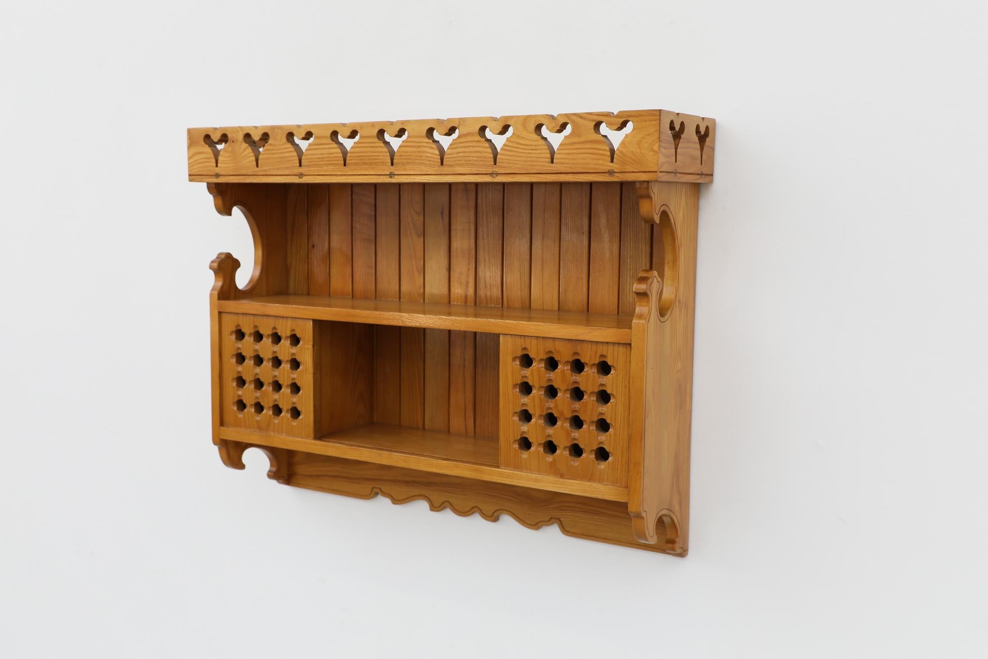 Mid-Century Modern Tyrolean Style Ornate Wall Cabinet from Austria