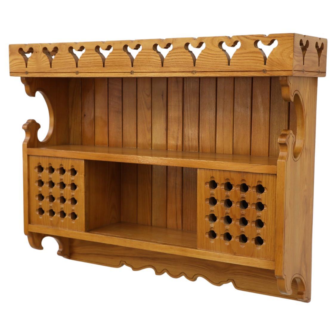 Tyrolean Style Ornate Wall Cabinet from Austria