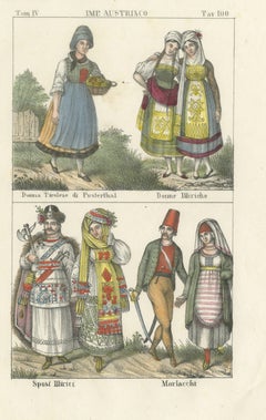 Tyrolean Woman of Pusterthal, Illyrian Women, Bridal Pair and Morlachs, 1842