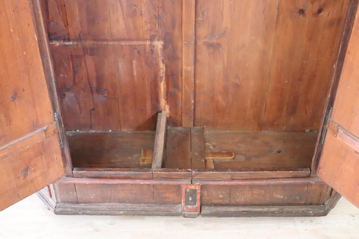 Tyrolen Antique Wardrobe with Secrets, Hand Painted Pine Wood dated 1828 For Sale 5