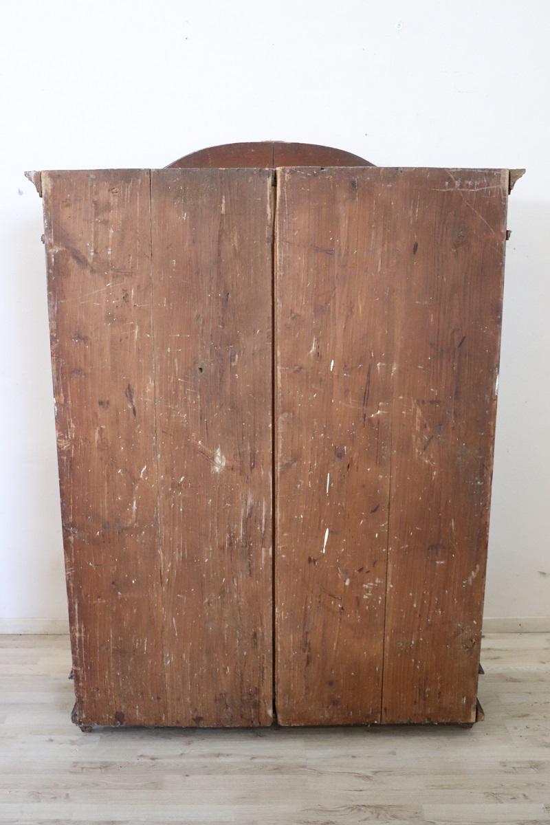 Tyrolen Antique Wardrobe with Secrets, Hand Painted Pine Wood dated 1828 For Sale 13